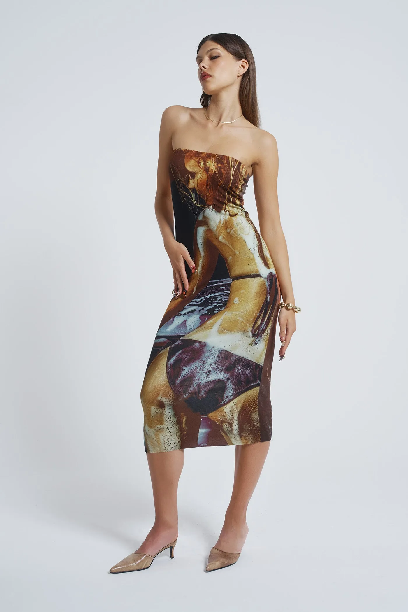 Teased Multi-wear Bodycon Slip Midi Dress sold by Jaded London product image thumbnail 2