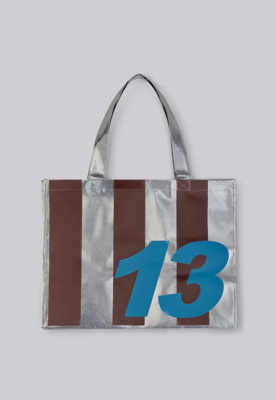 No.13 Stripe Silver Bag sold by Jaded London