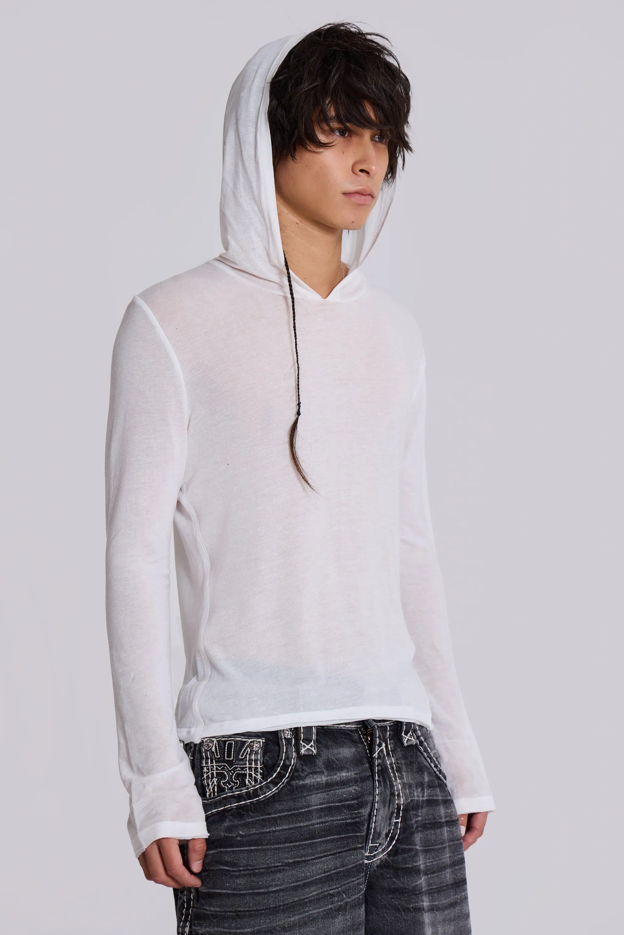 White Marl Mist Hoodie sold by Jaded London