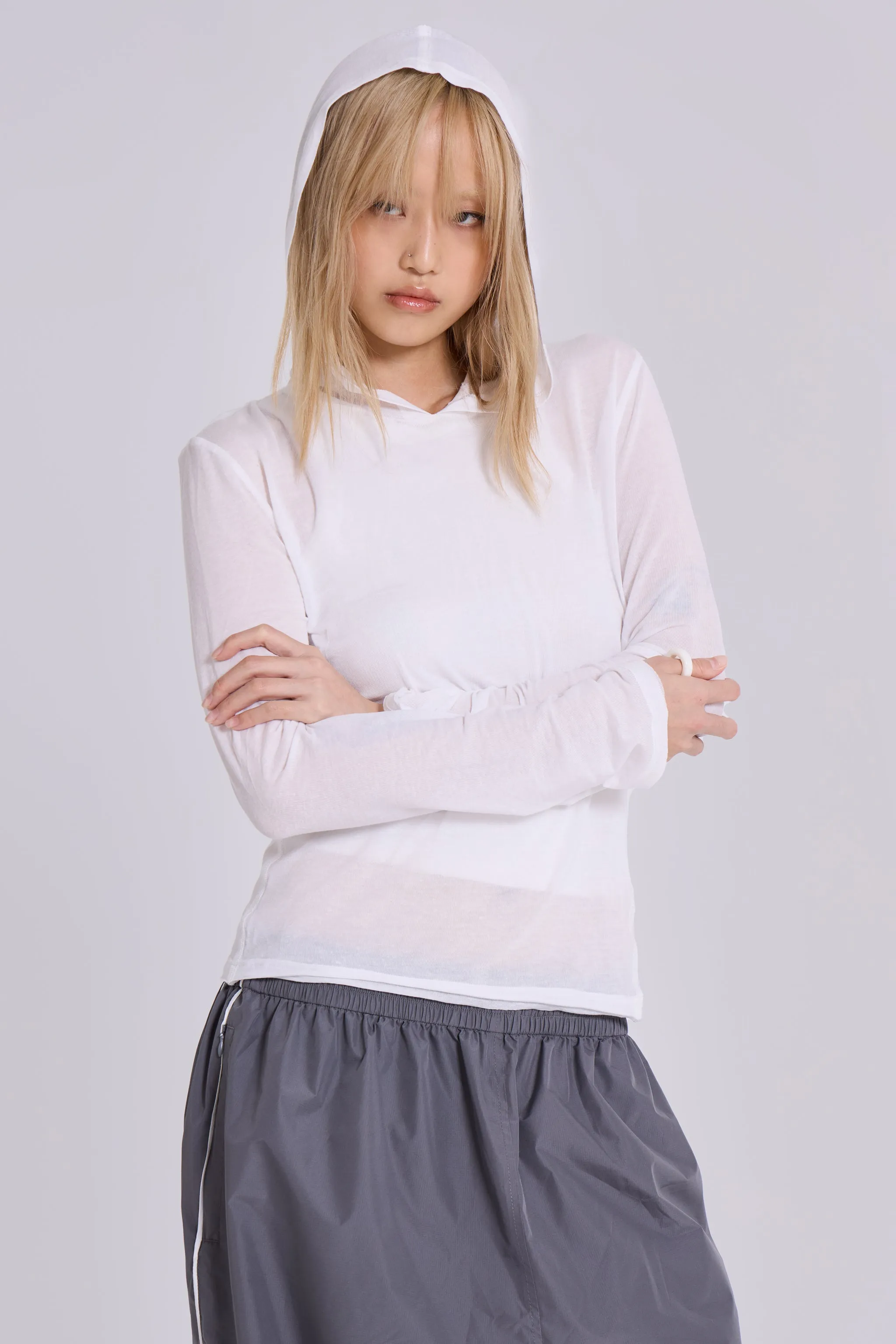 White Marl Mist Hoodie sold by Jaded London