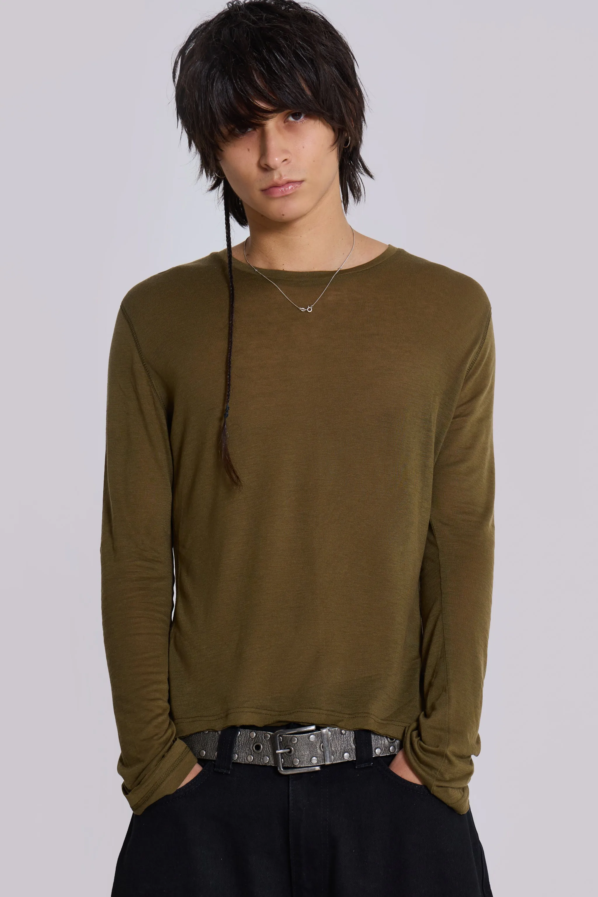 Khaki Mist Long Sleeve Top sold by Jaded London