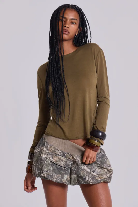 Khaki Mist Long Sleeve Top sold by Jaded London