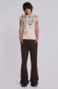 Brown Stacked Bootcut Suit Pants sold by Jaded London