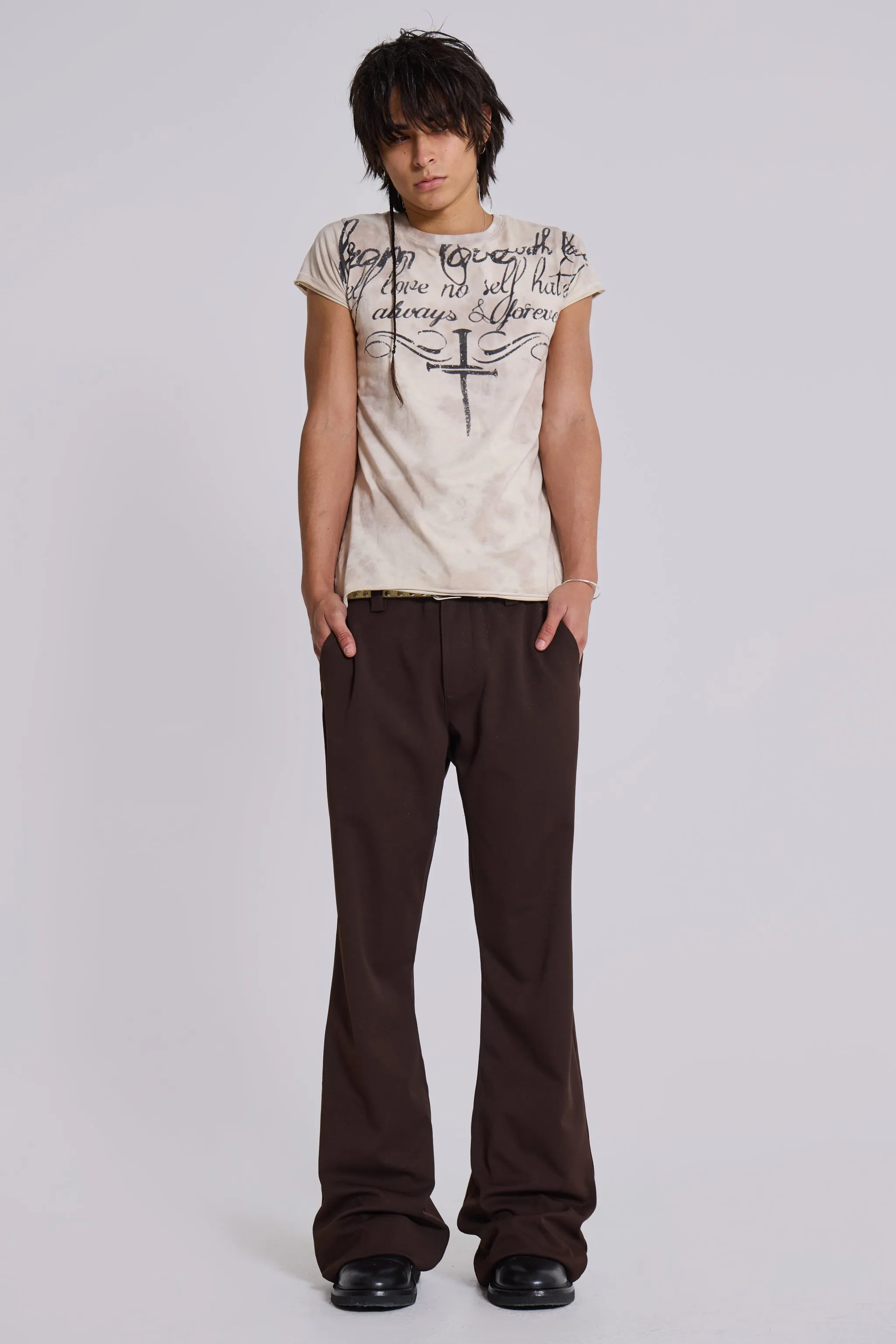 Brown Stacked Bootcut Suit Pants sold by Jaded London product image thumbnail 5