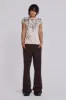 Brown Stacked Bootcut Suit Pants sold by Jaded London