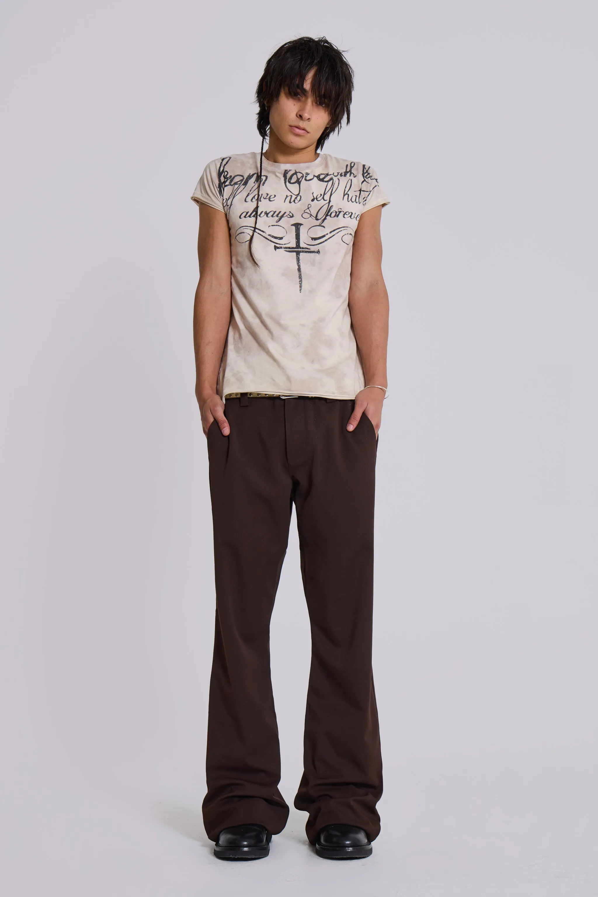 Brown Stacked Bootcut Suit Pants sold by Jaded London product image thumbnail 2