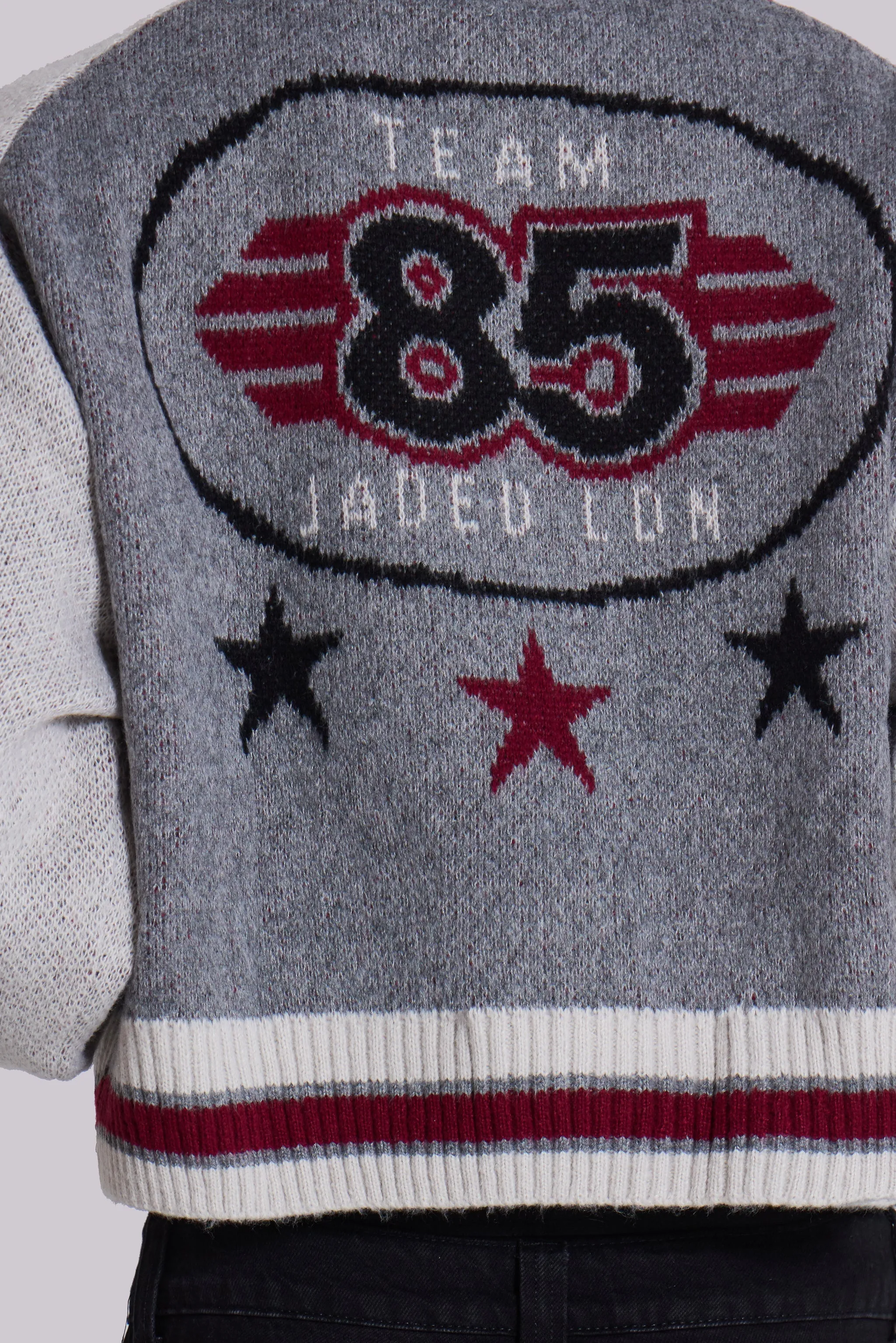 Grey Team 85 Knitted Bomber Jacket sold by Jaded London product image thumbnail 4