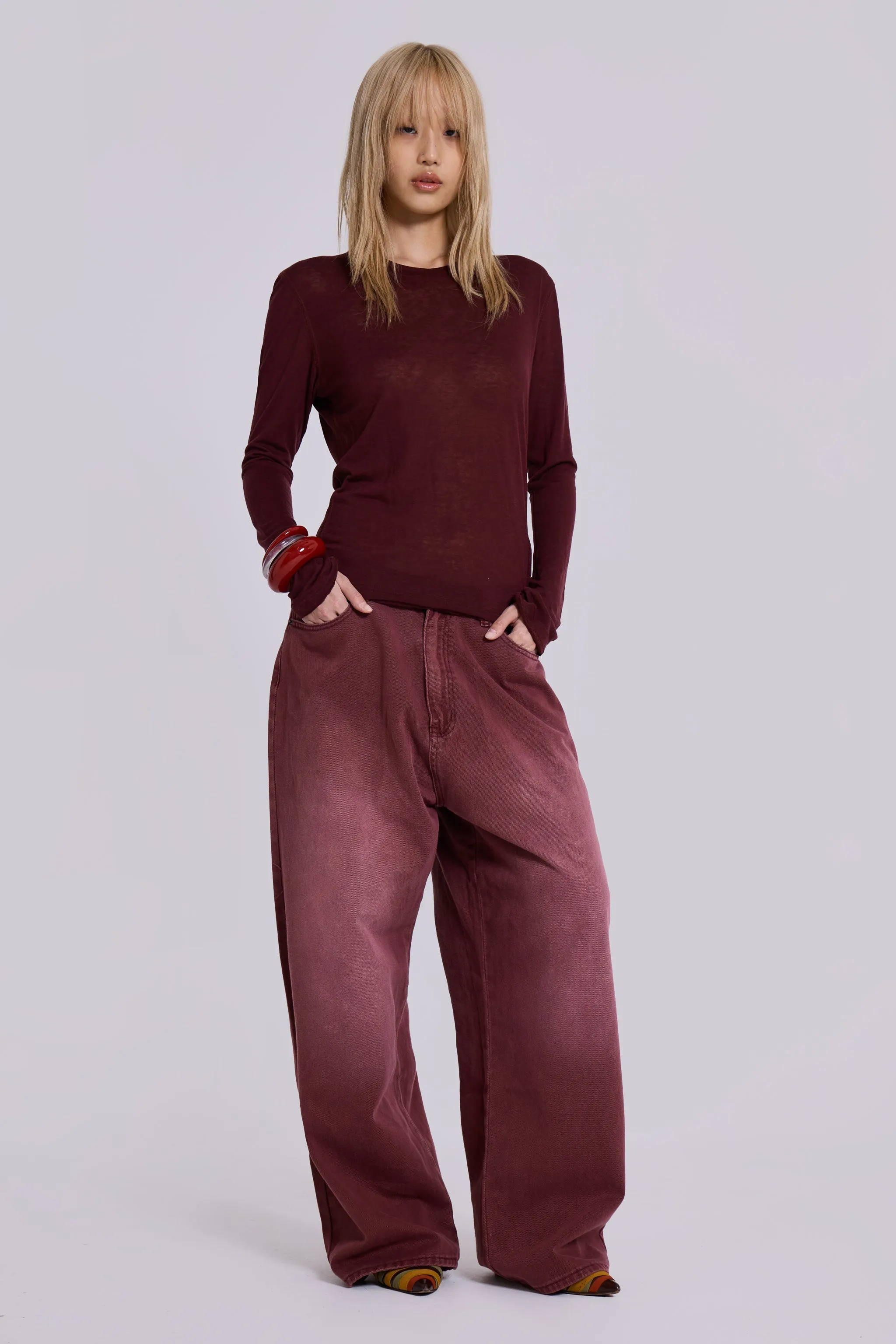 Burgundy Mist Long Sleeve Top sold by Jaded London product image thumbnail 2