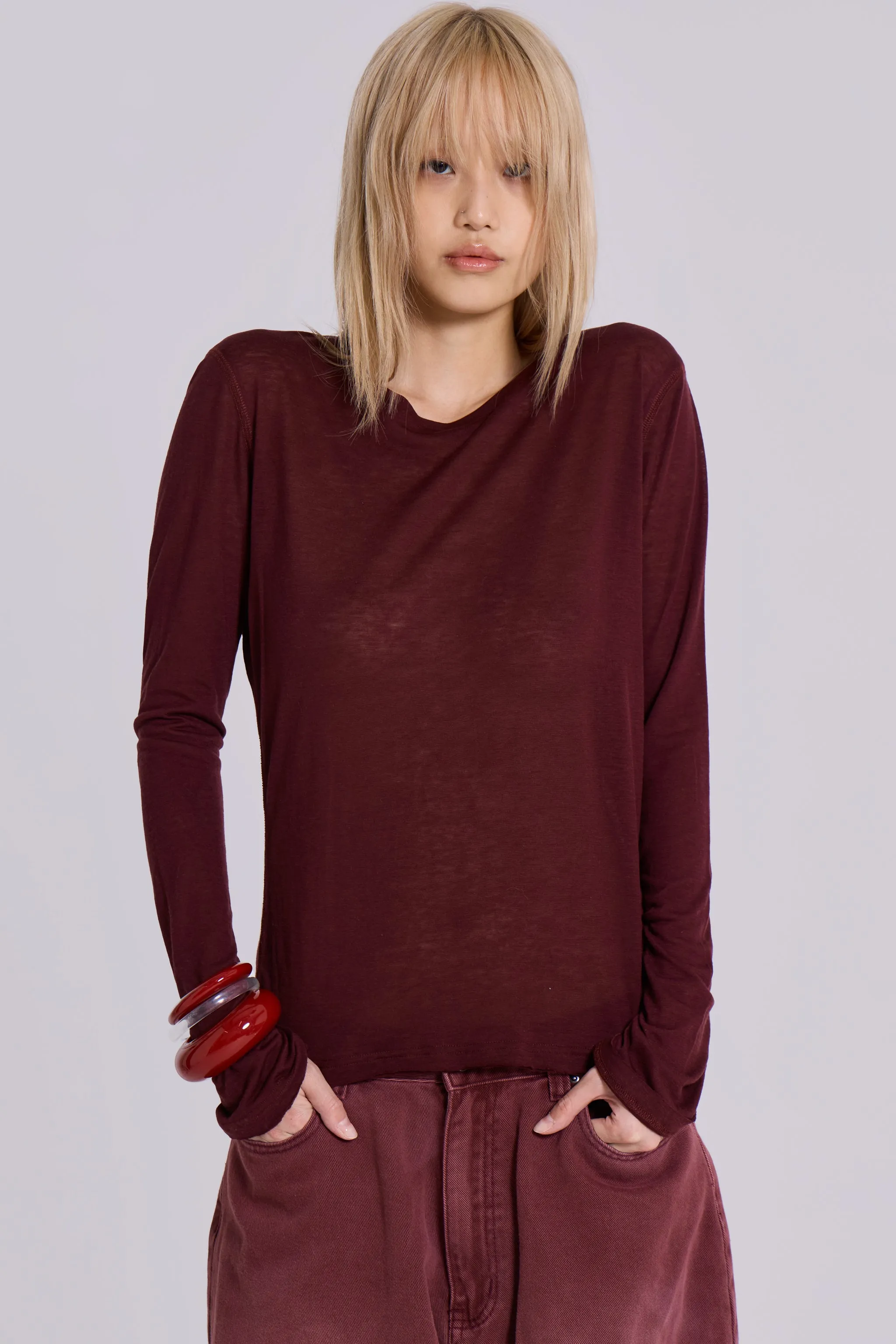 Burgundy Mist Long Sleeve Top sold by Jaded London product image thumbnail 5