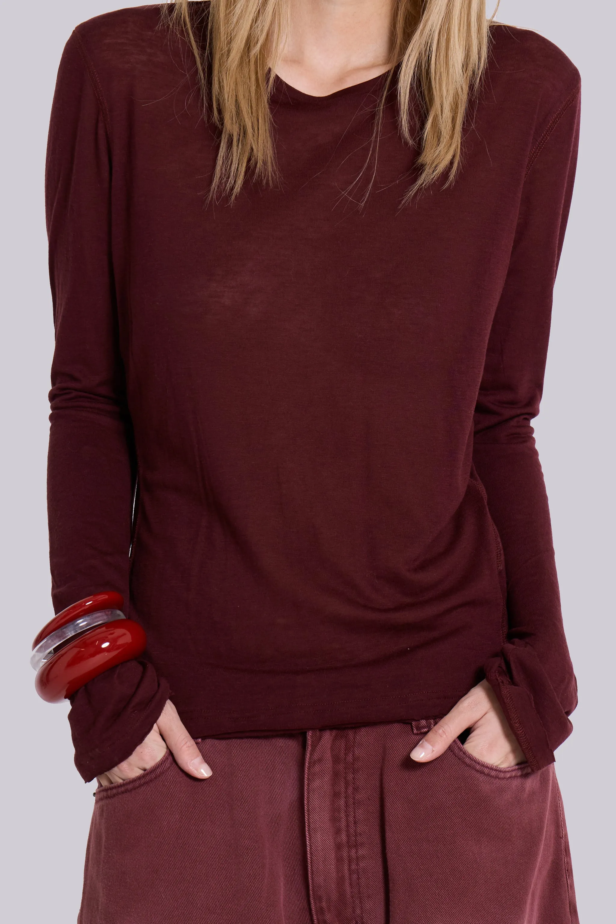 Burgundy Mist Long Sleeve Top sold by Jaded London product image thumbnail 4