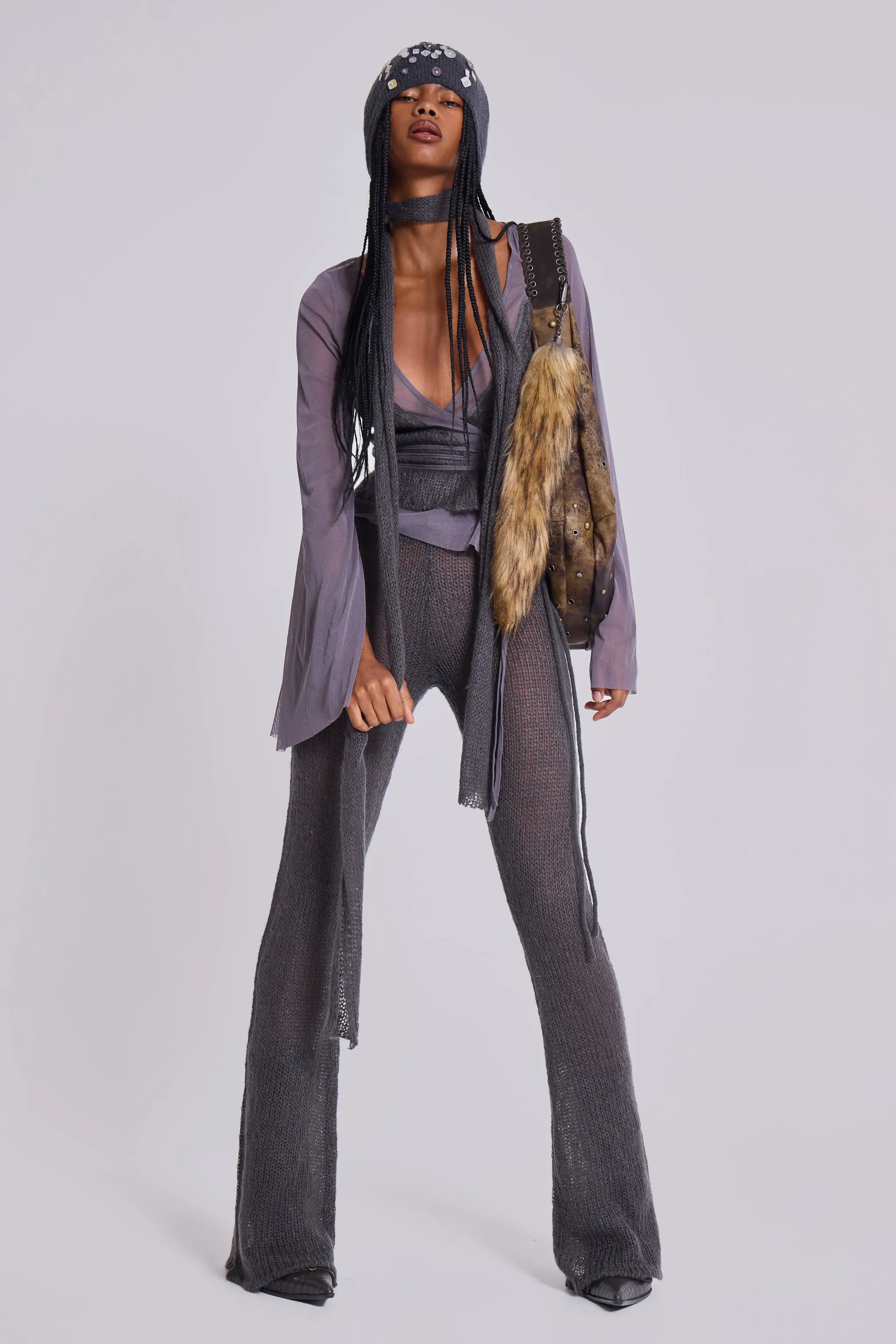 Leila Knit Mesh Wrap Top sold by Jaded London product image thumbnail 5