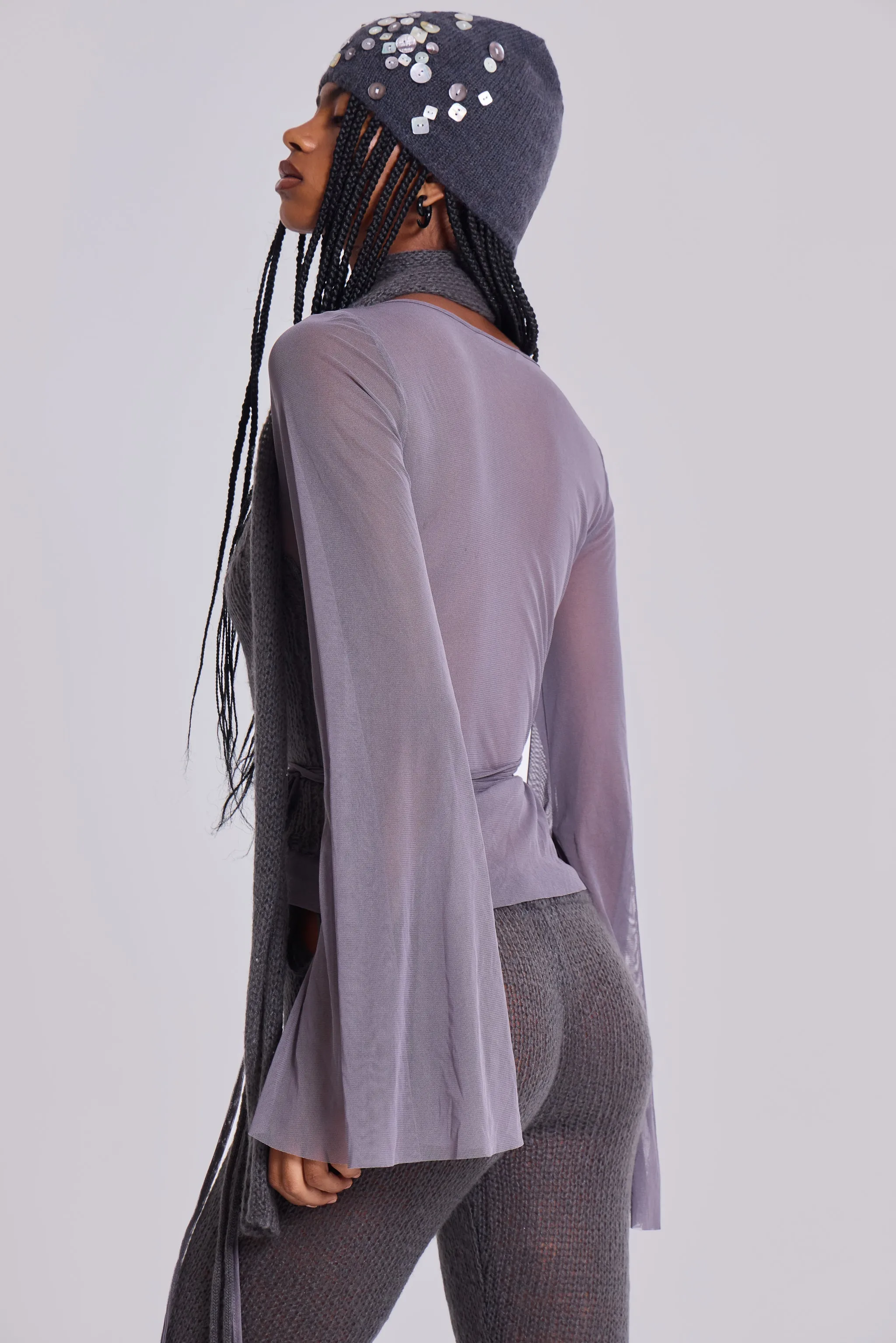 Leila Knit Mesh Wrap Top sold by Jaded London product image thumbnail 2