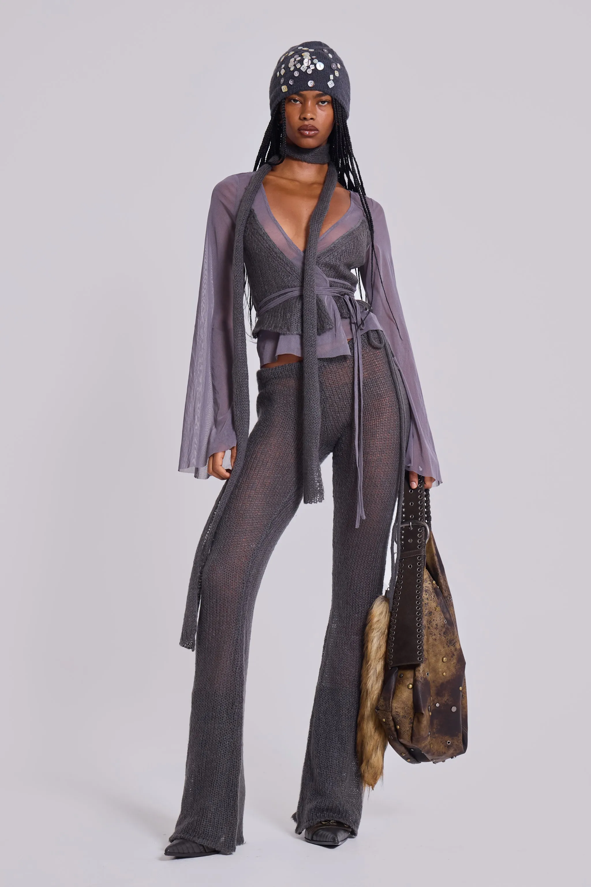 Leila Knit Mesh Wrap Top sold by Jaded London product image thumbnail 3