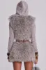 Haka Mongolian Faux Fur Knit Shrug in Grey sold by Jaded London