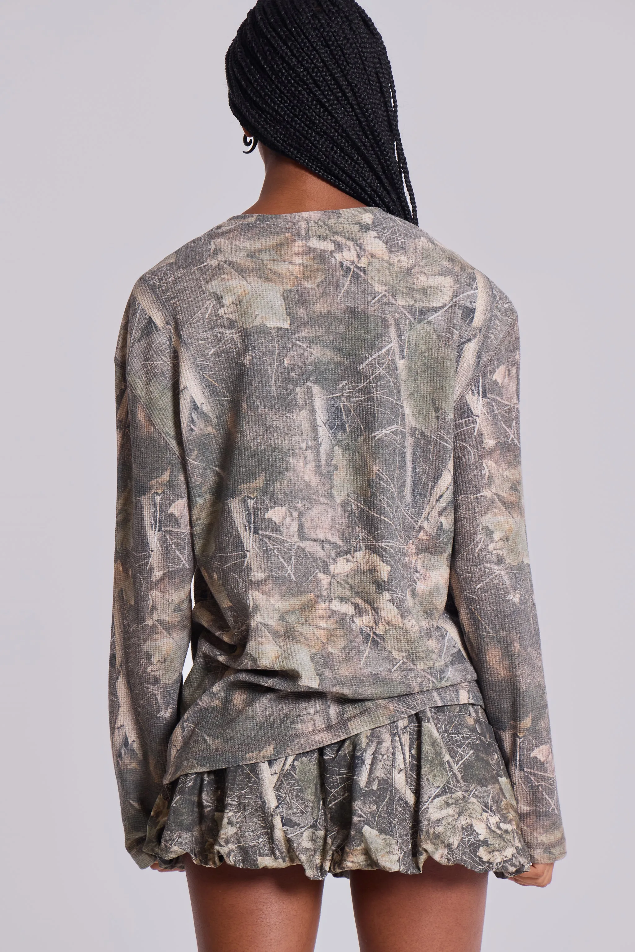 Woodland Camo Waffle Long Sleeve Top sold by Jaded London product image thumbnail 3