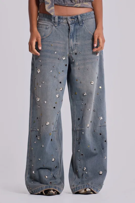 Bolted Studded Colossus Jeans sold by Jaded London