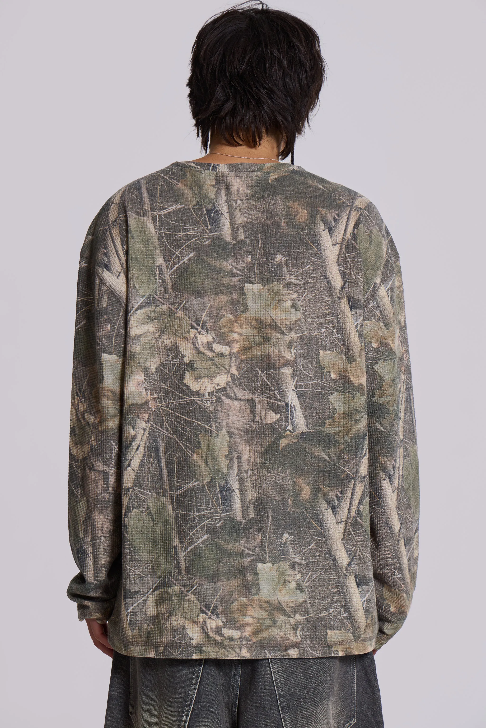 Woodland Camo Waffle Long Sleeve Top | Parallel