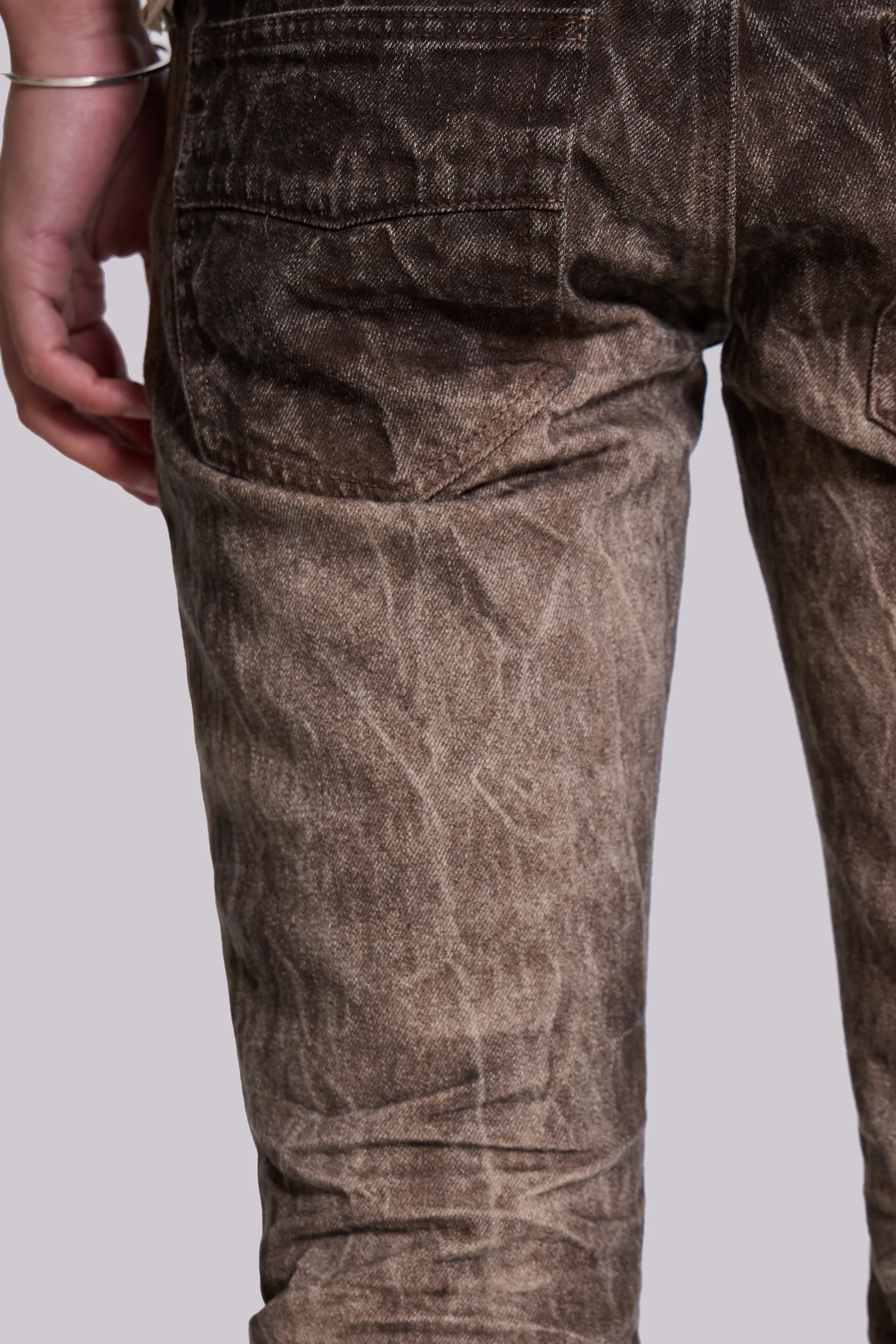 Brown Creased Drift Flared Jeans sold by Jaded London product image thumbnail 4