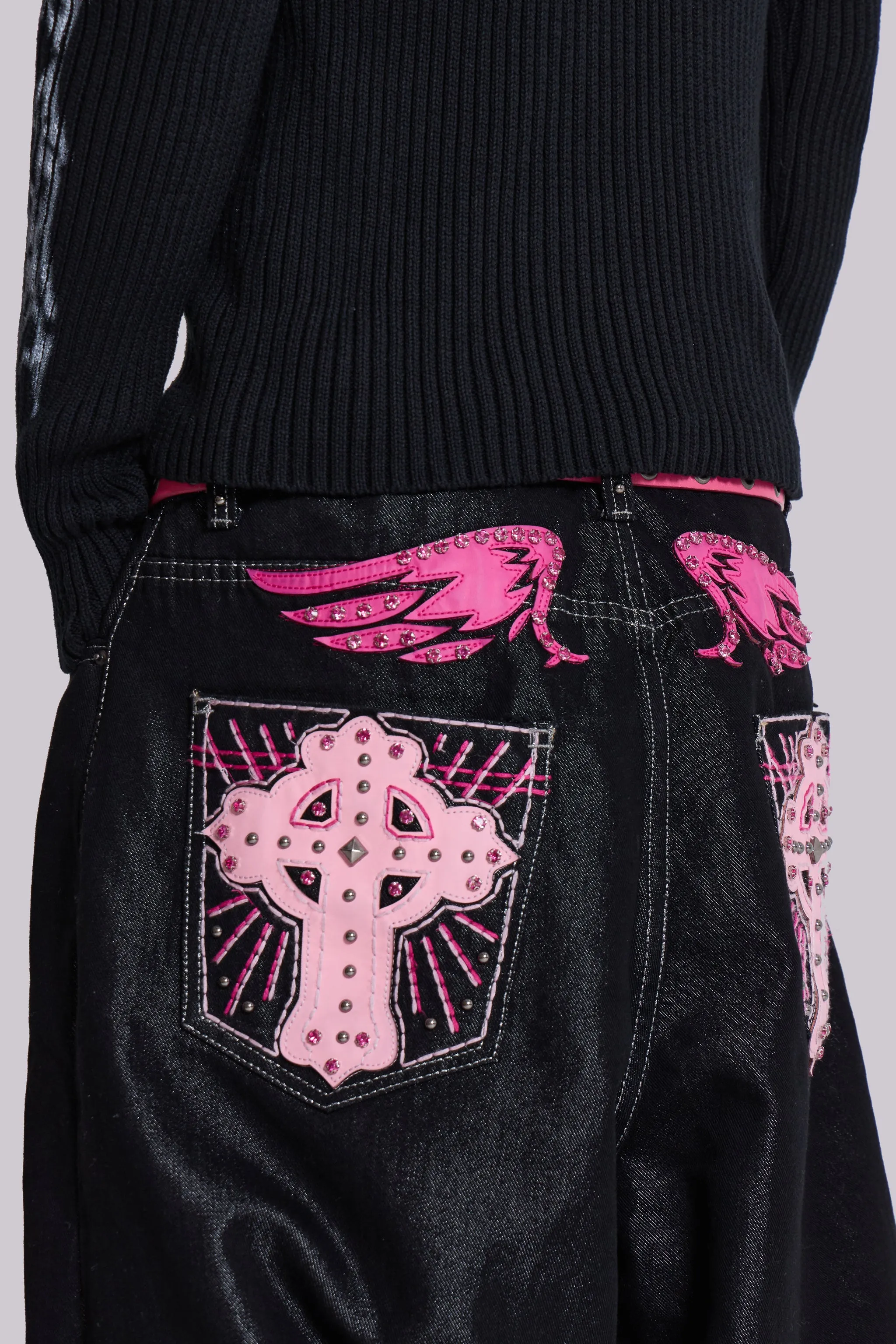 Pink Sapphire XL Colossus Jeans sold by Jaded London product image thumbnail 3