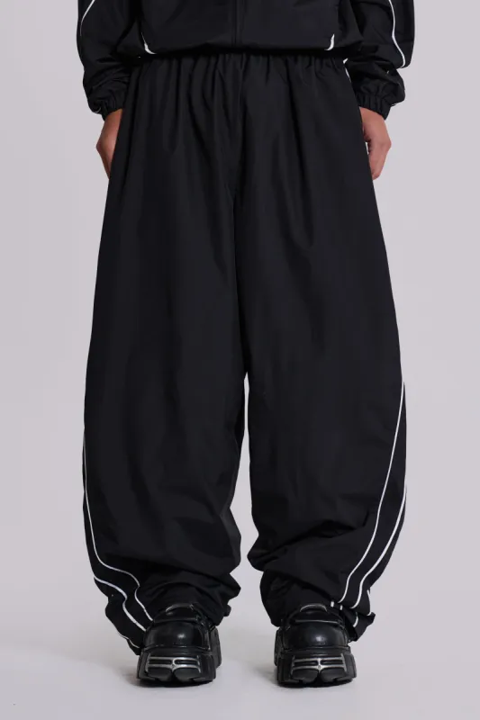 Black Vapor Tracksuit Bottoms sold by Jaded London