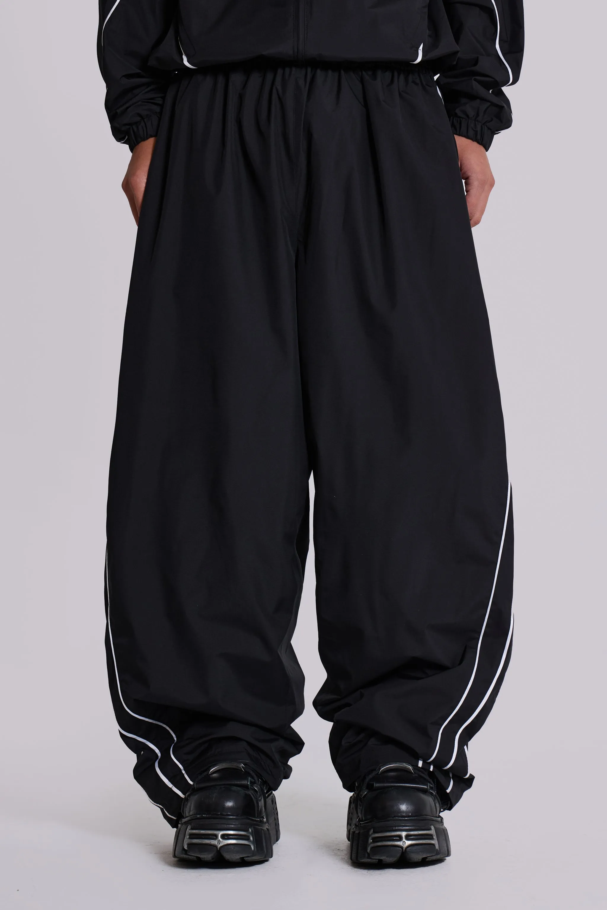 Black Vapor Tracksuit Bottoms sold by Jaded London