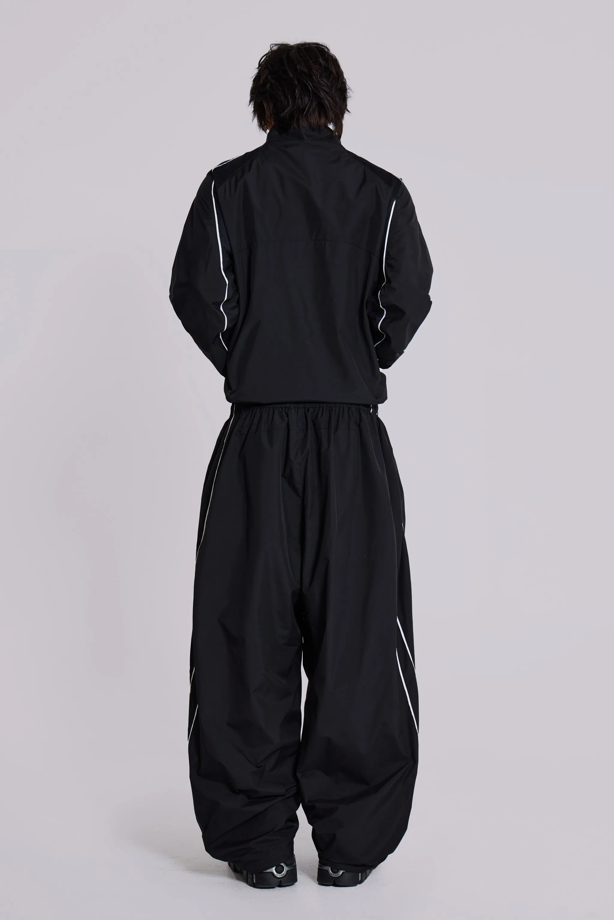 Black Vapor Tracksuit Bottoms sold by Jaded London product image thumbnail 4