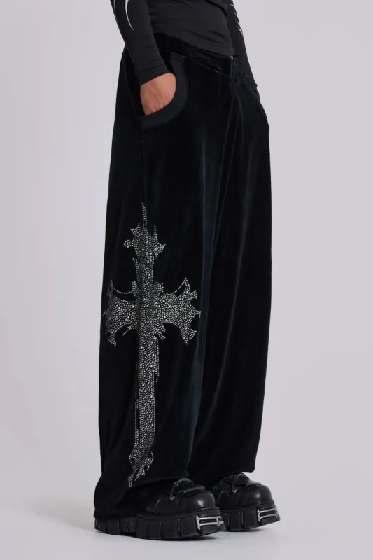 Sinner Velour Joggers sold by Jaded London