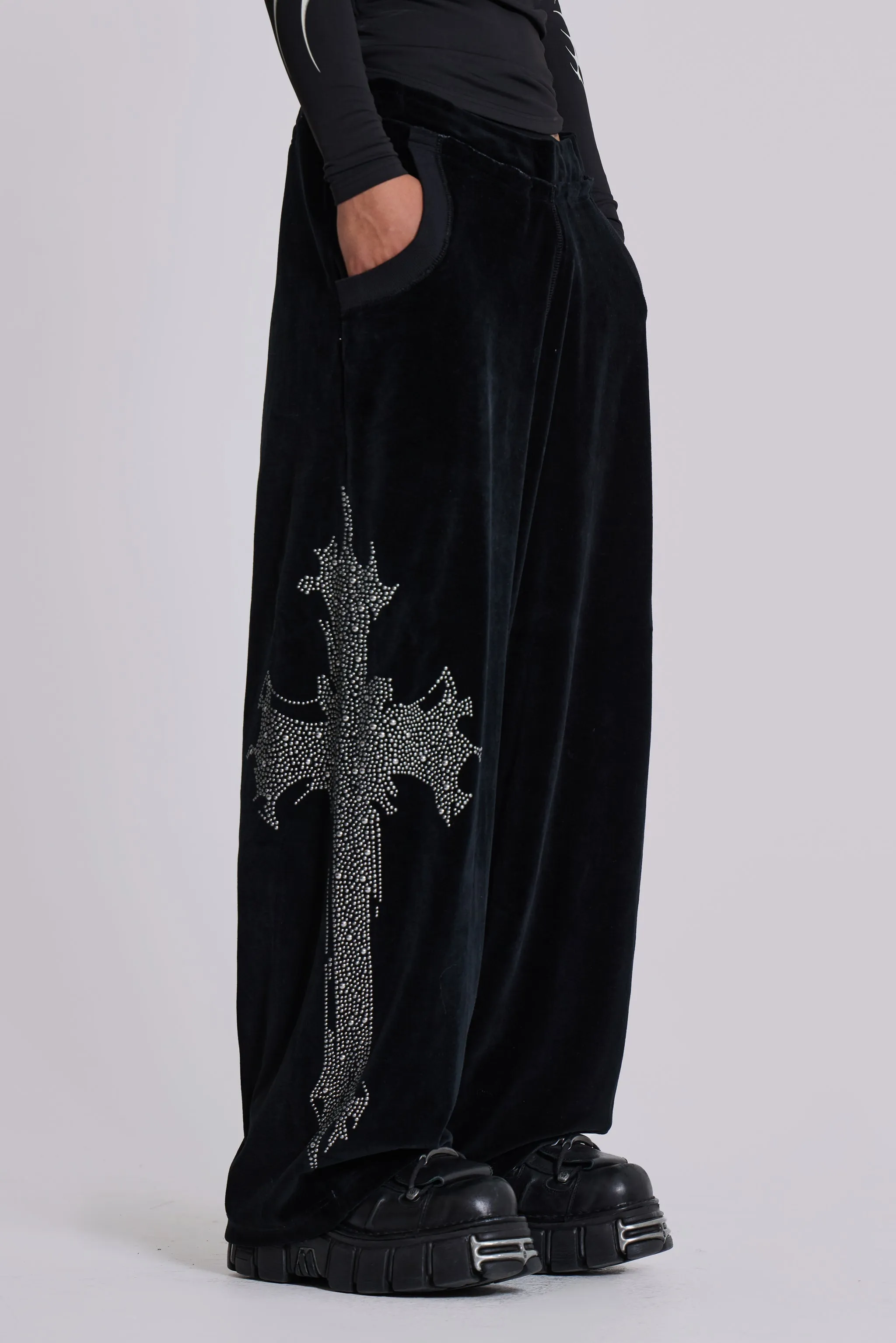 Sinner Velour Joggers sold by Jaded London