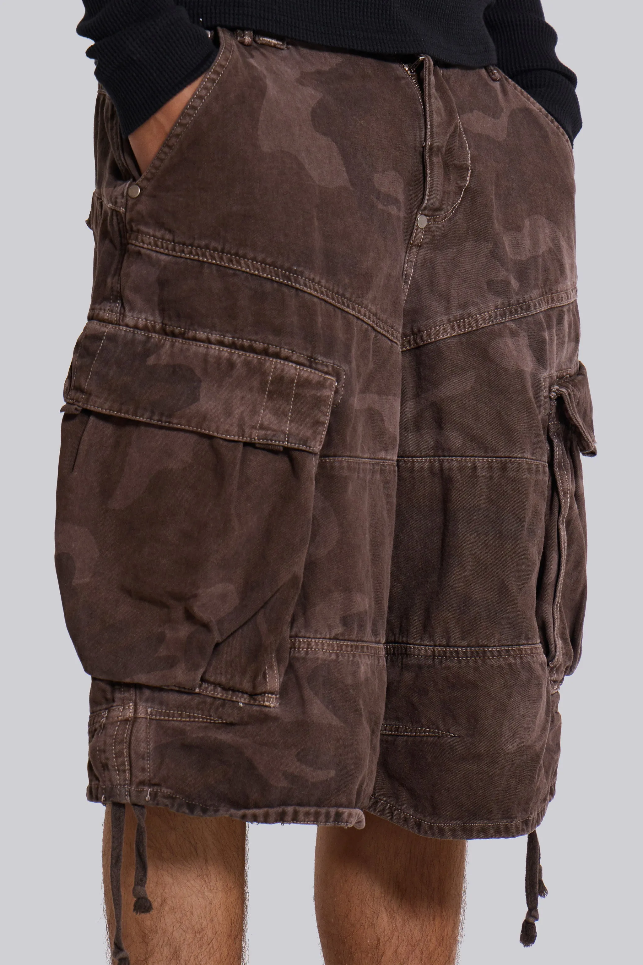 Cadet Brown Camo Baggy Shorts sold by Jaded London product image thumbnail 4