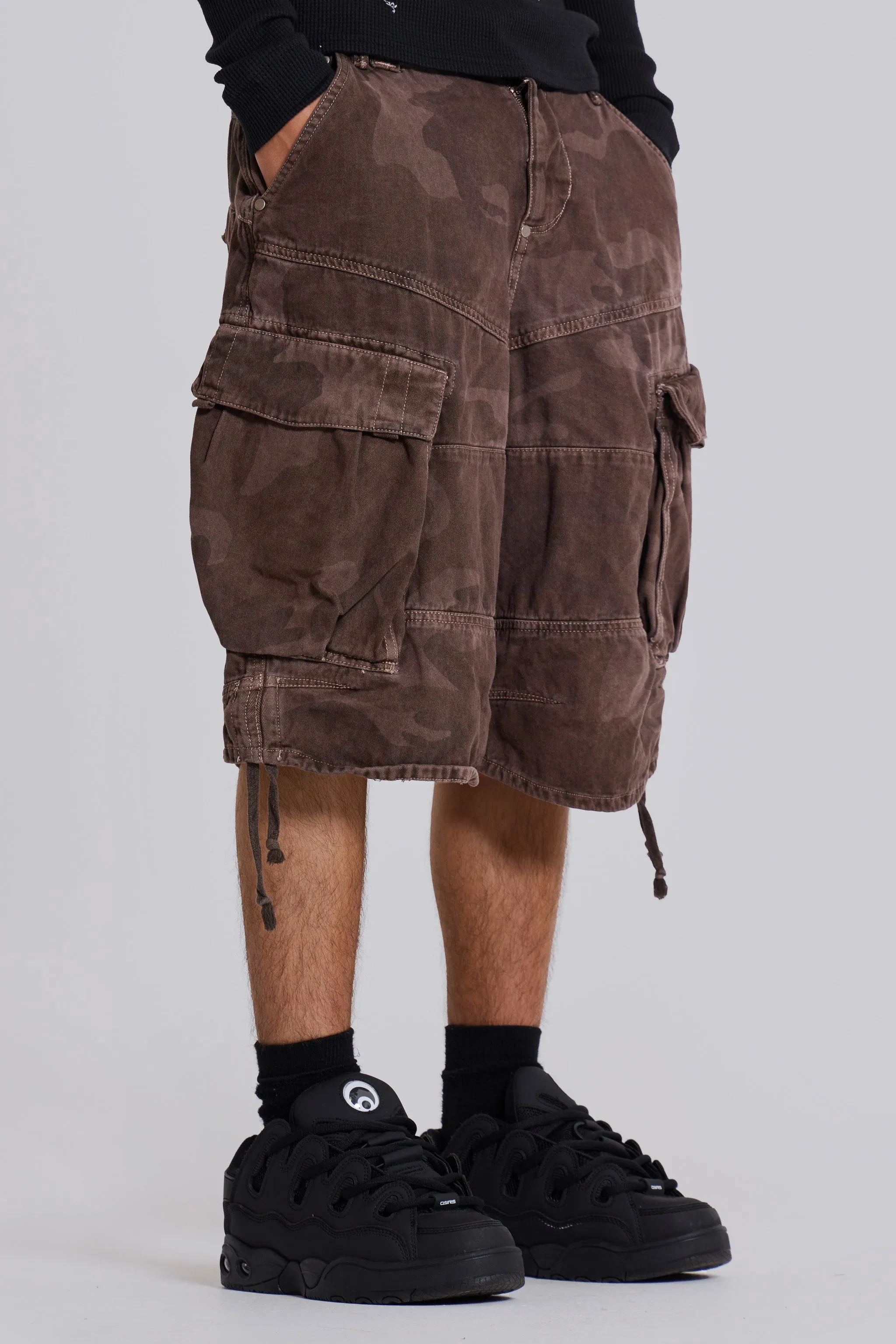 Cadet Brown Camo Baggy Shorts sold by Jaded London product image thumbnail 3