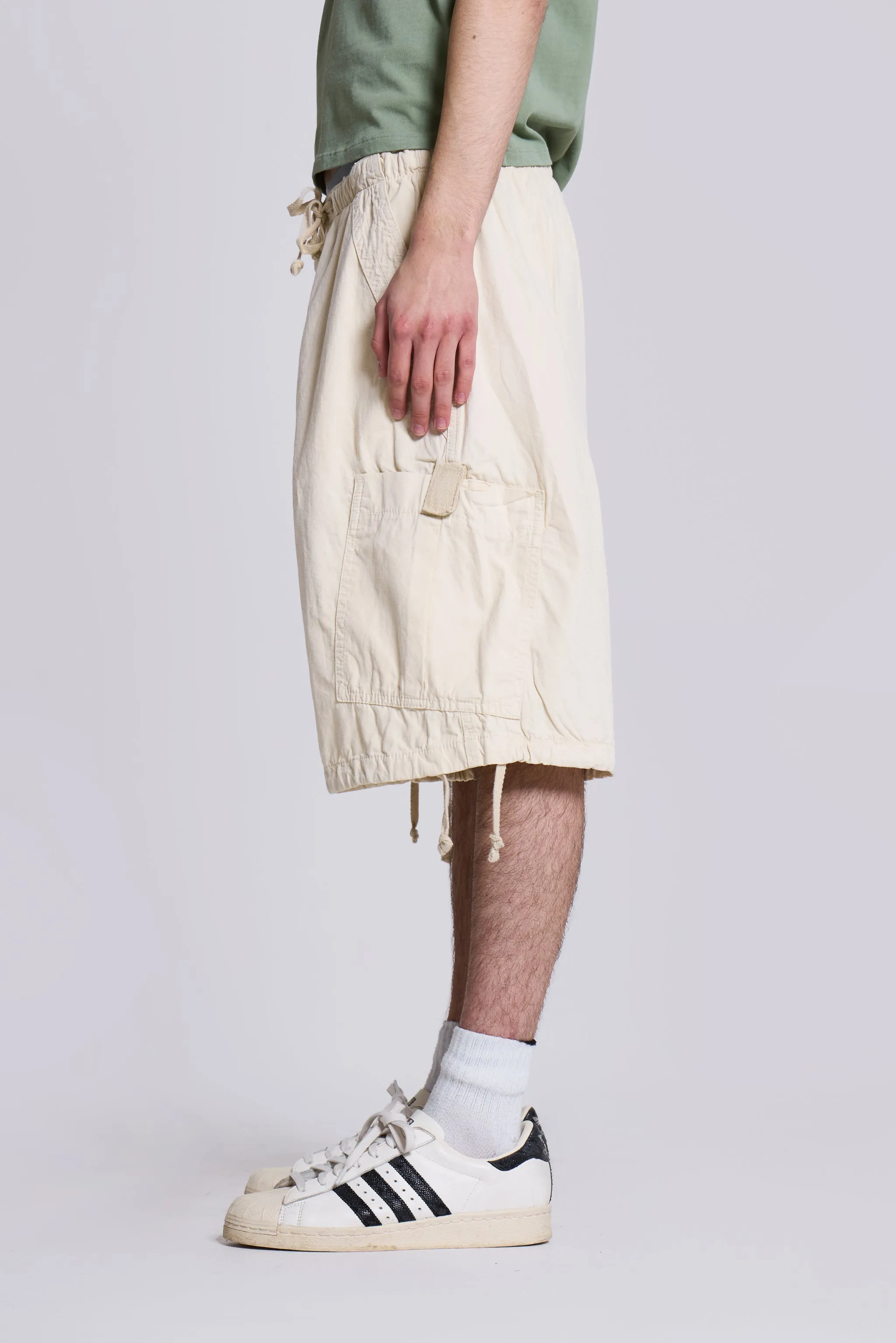 Ecru Parachute Cargo Baggy Shorts sold by Jaded London product image thumbnail 4
