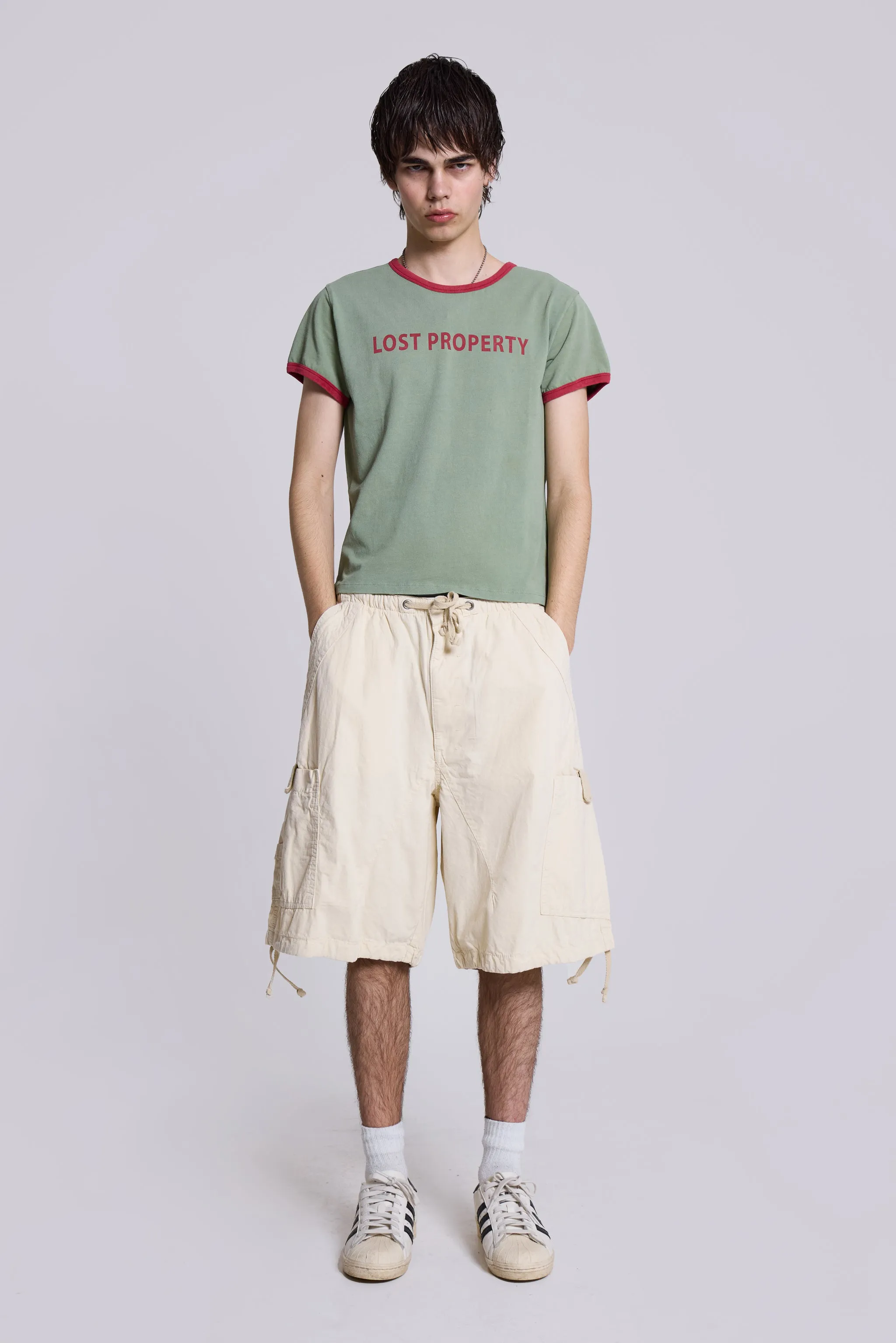 Ecru Parachute Cargo Baggy Shorts sold by Jaded London product image thumbnail 2