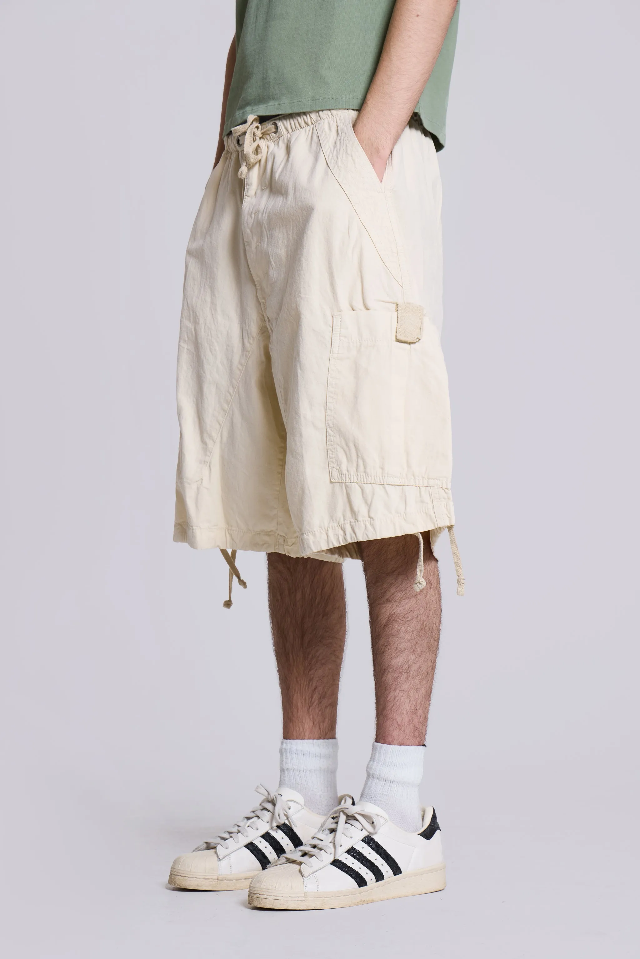 Ecru Parachute Cargo Baggy Shorts sold by Jaded London product image thumbnail 3
