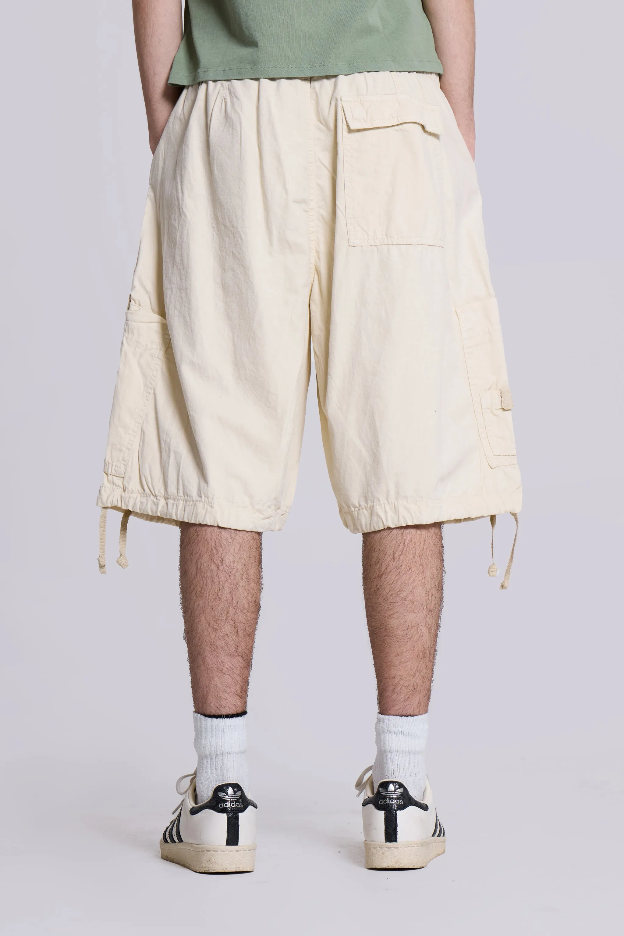 Ecru Parachute Cargo Baggy Shorts sold by Jaded London product image thumbnail 5