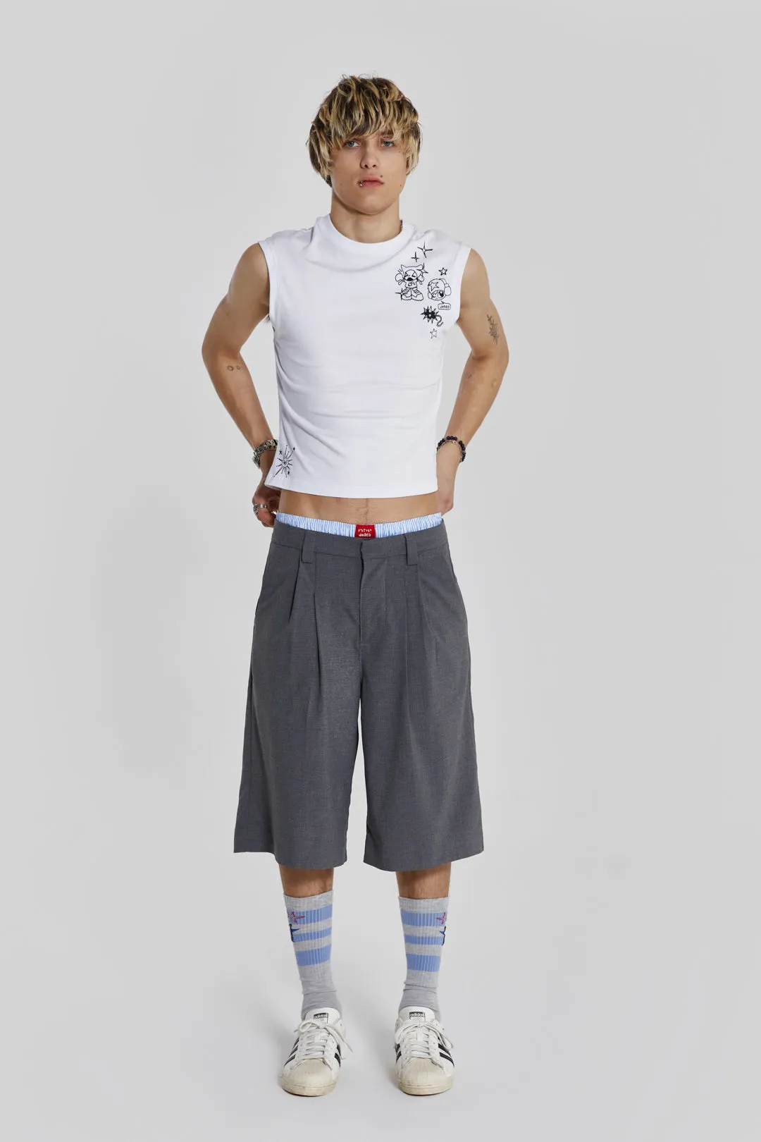 Grey Goliath Tailored Baggy Shorts sold by Jaded London product image thumbnail 2