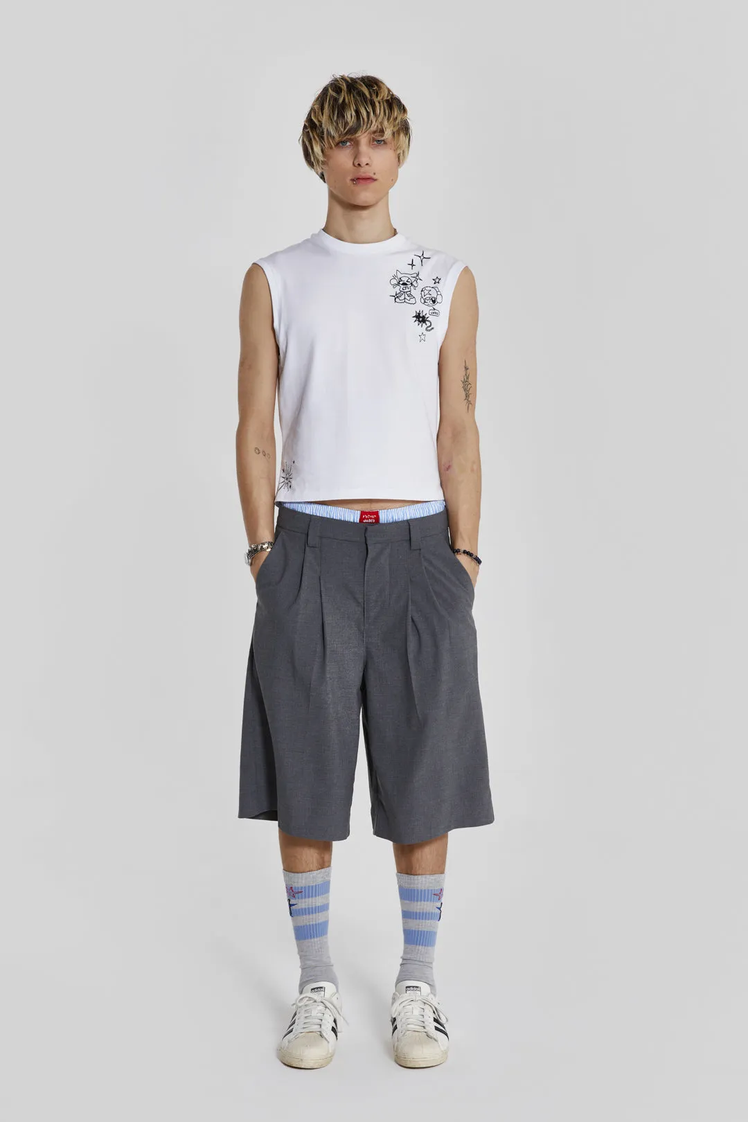 Grey Goliath Tailored Baggy Shorts sold by Jaded London product image thumbnail 4