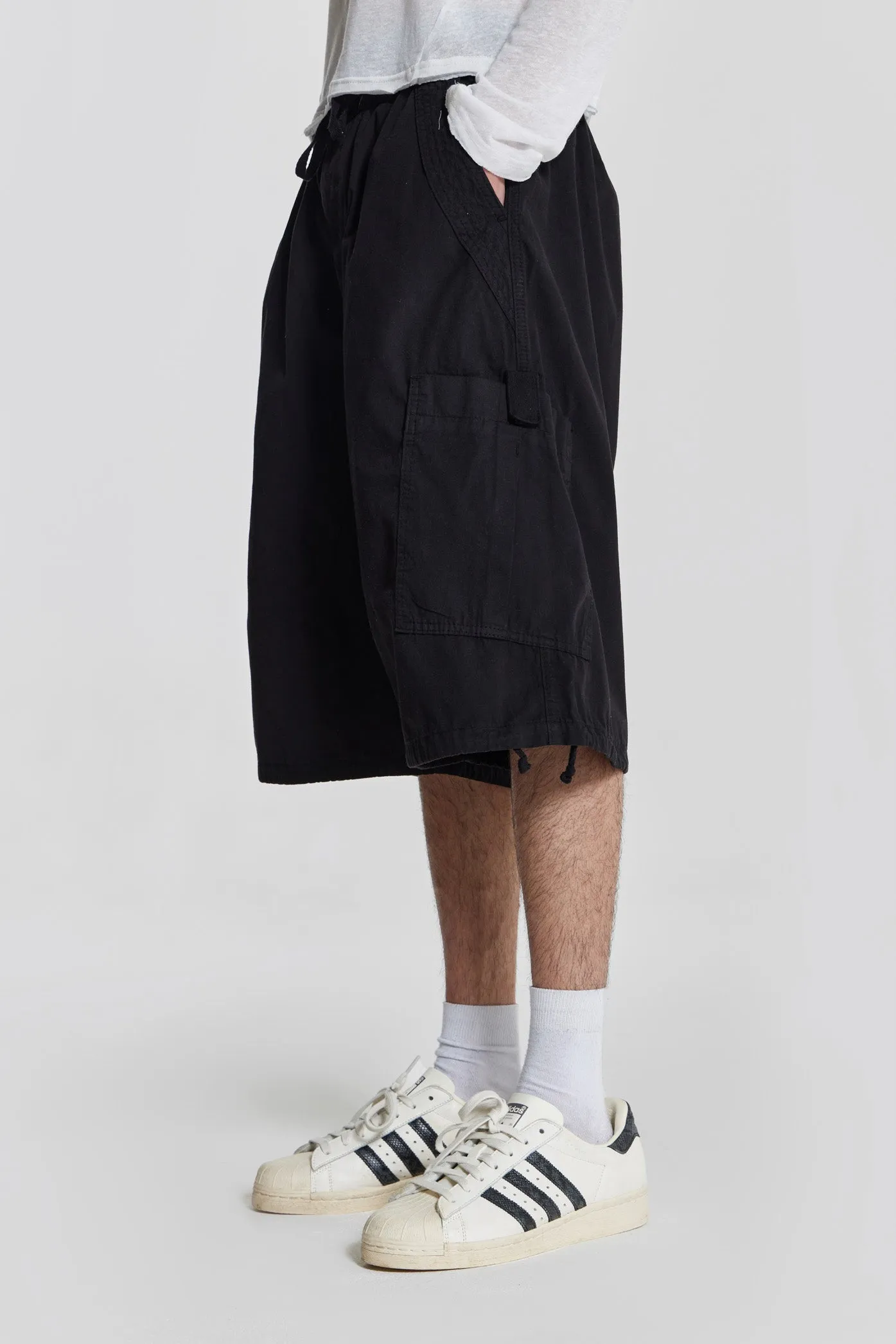 Black Parachute Cargo Baggy Shorts sold by Jaded London product image thumbnail 3