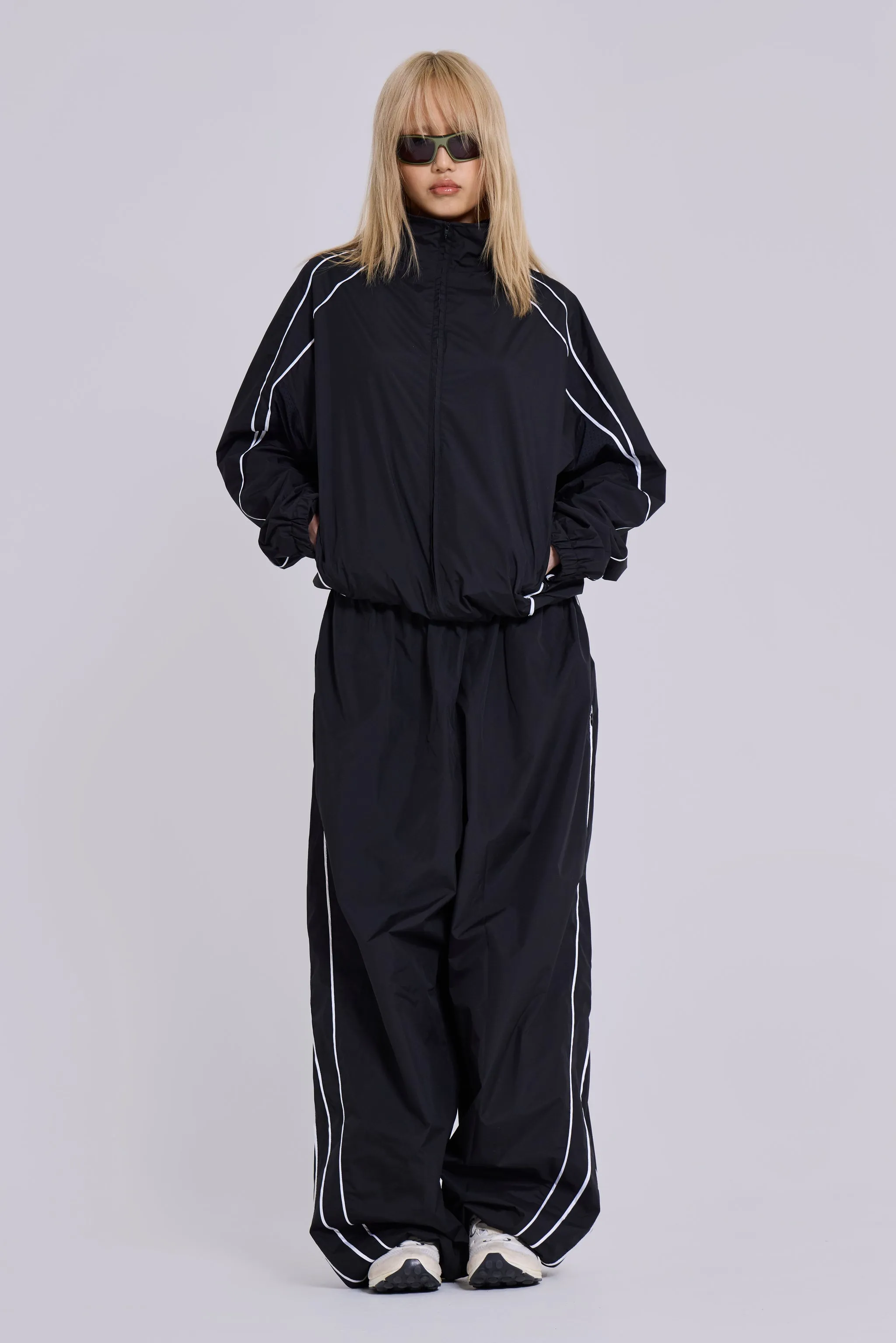 Black Vapor Tracksuit Bottoms sold by Jaded London product image thumbnail 2