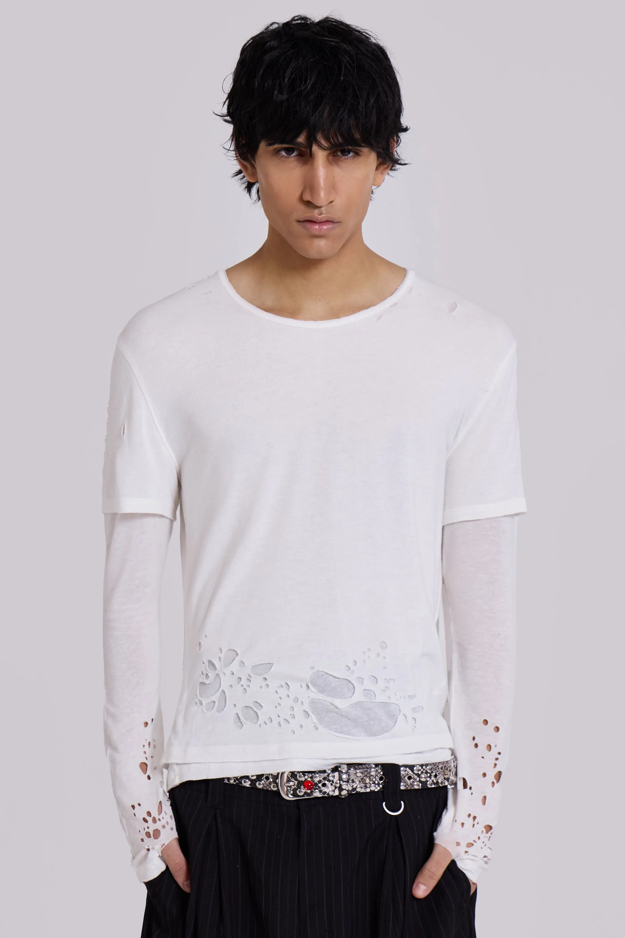 Ghost Double Layer Mist Long Sleeve Top sold by Jaded London