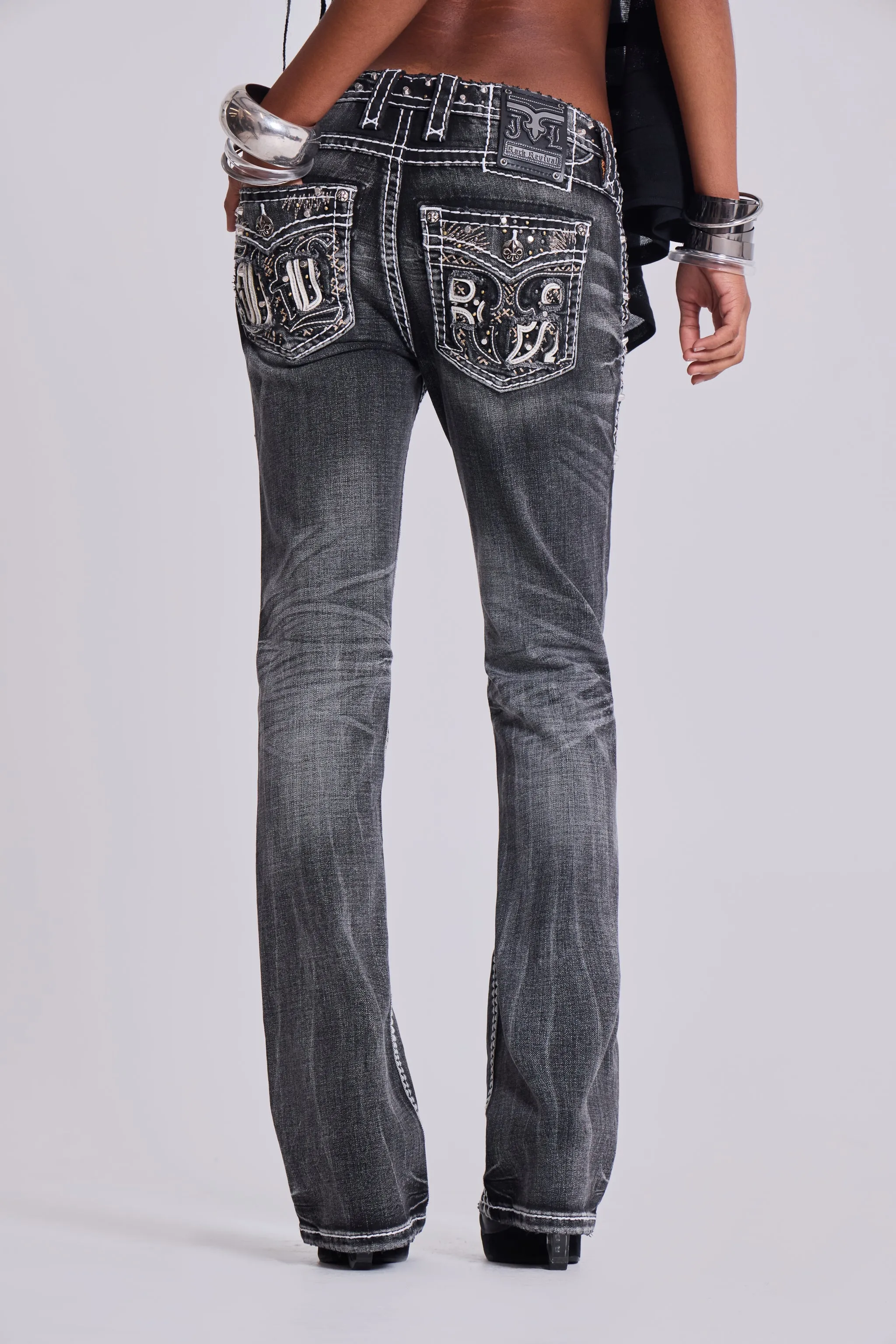Rock Revival Madison Bootcut Jeans in Washed Black sold by Jaded London product image thumbnail 5
