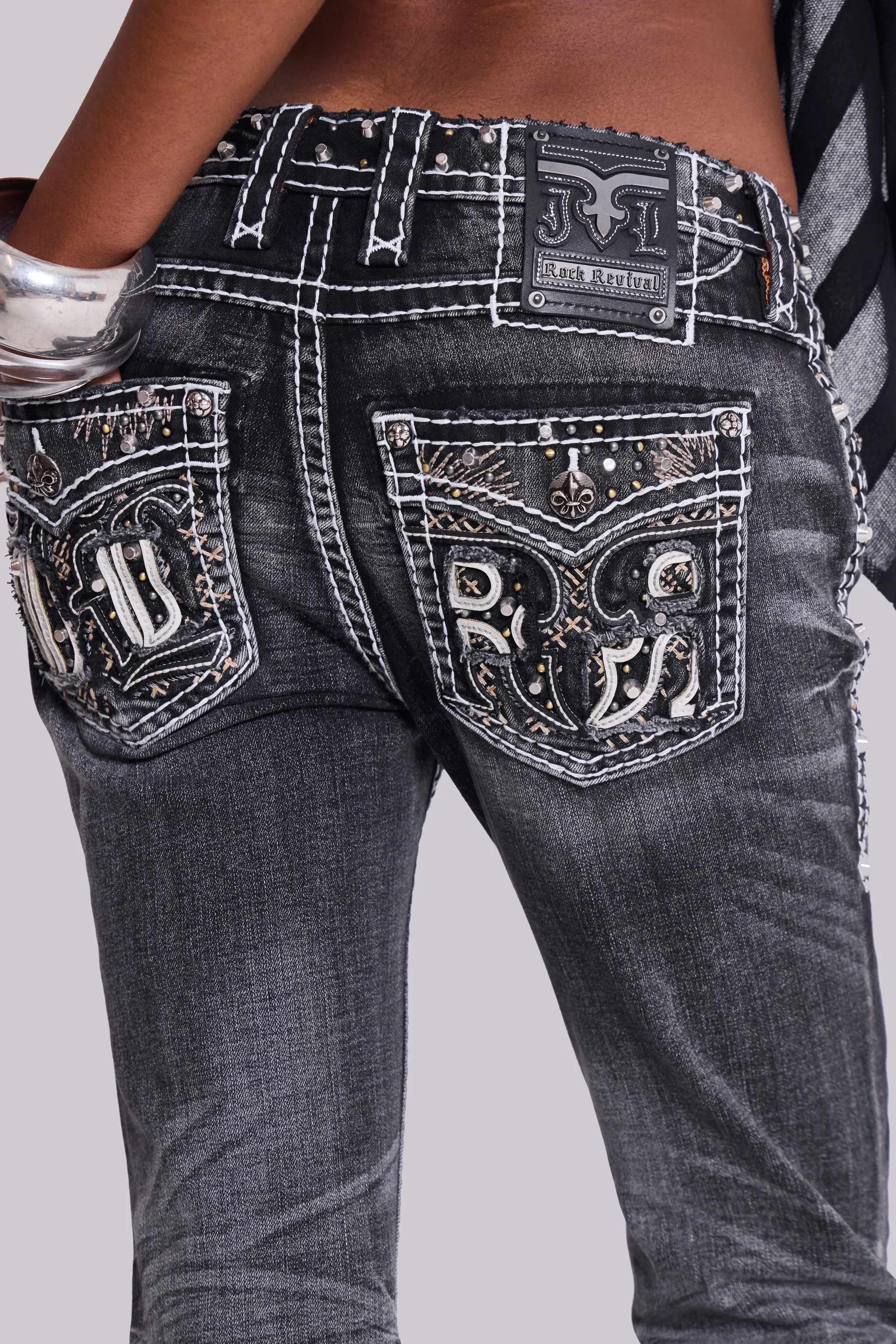 Rock Revival Madison Bootcut Jeans in Washed Black sold by Jaded London product image thumbnail 4