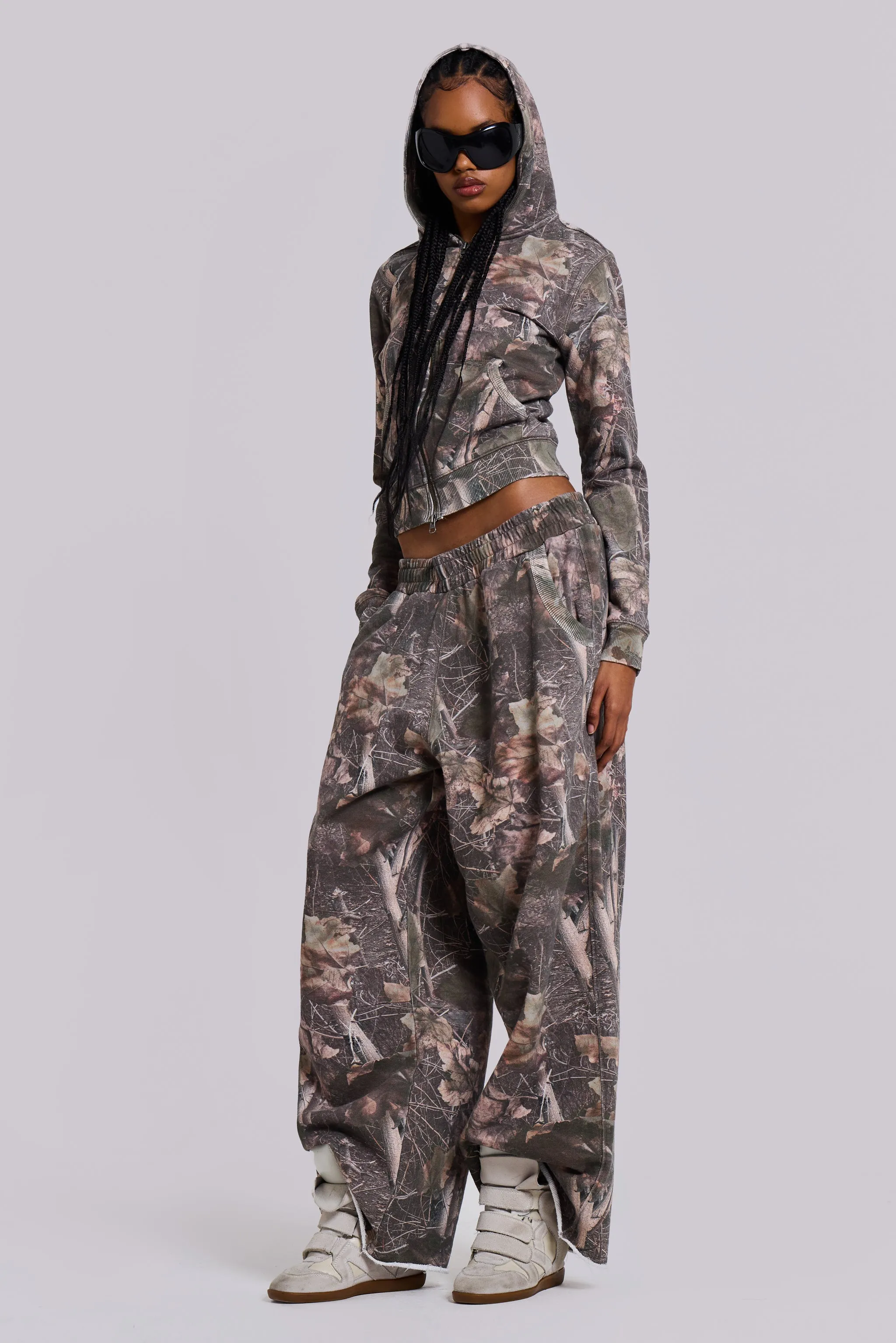 Woodland Camo Baggy Monster Joggers sold by Jaded London
