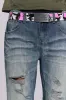 Mid Blue Distressed Creased Drift Flared Jeans sold by Jaded London