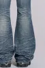 Mid Blue Distressed Creased Drift Flared Jeans sold by Jaded London
