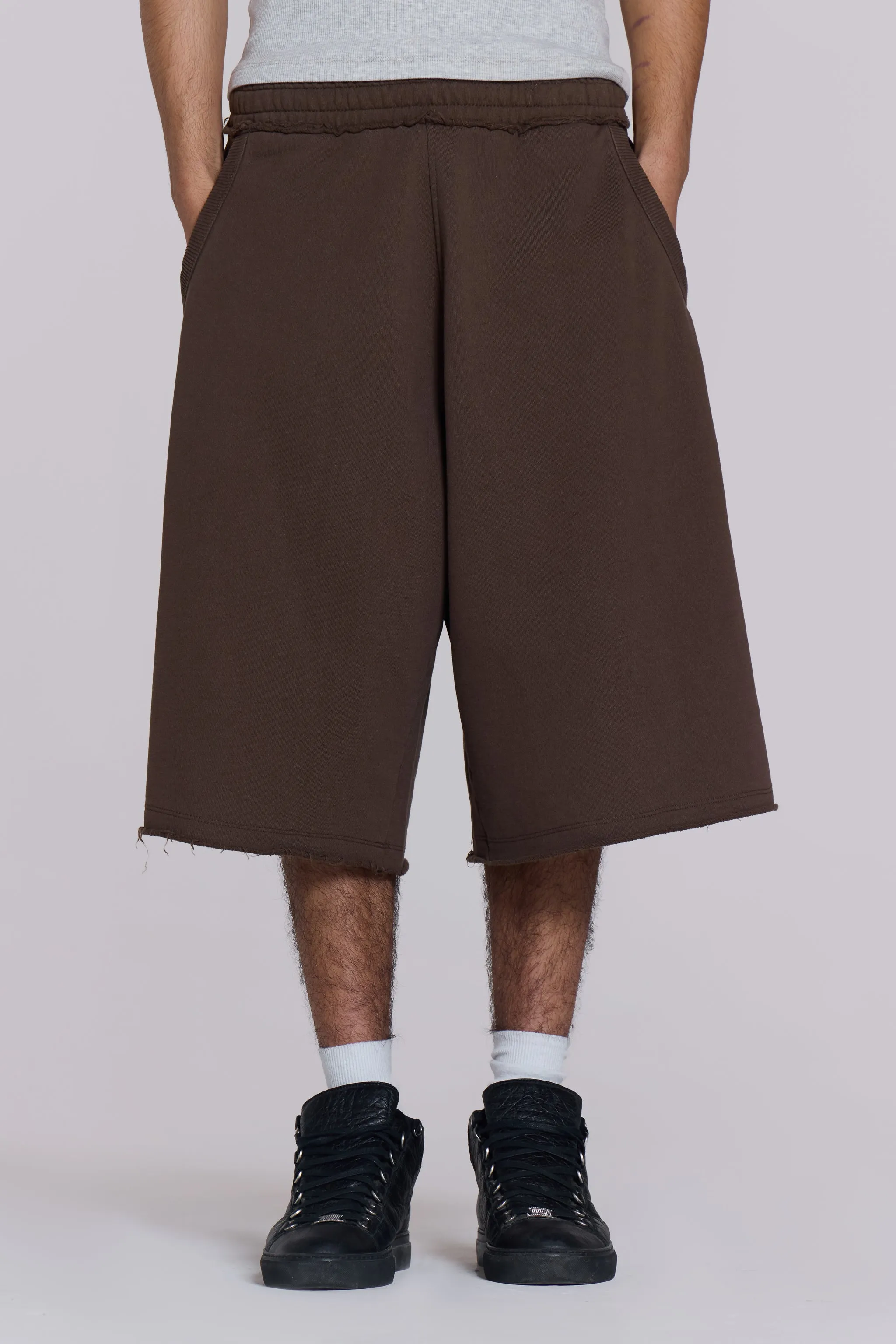 Chocolate Brown Monster Jogger Shorts sold by Jaded London