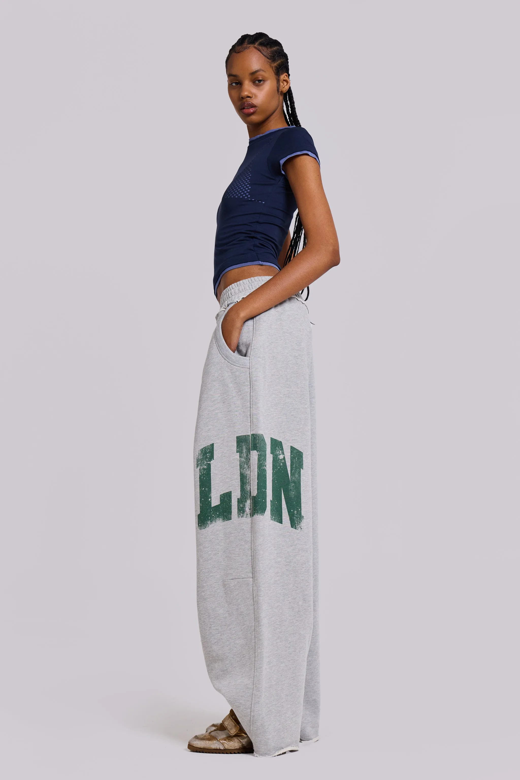LDN Print Grey Marl Monster Joggers sold by Jaded London