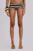 Cata Brown Stripe Ruffle Knit Mini Shorts sold by Jaded London
