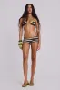 Cata Brown Stripe Ruffle Knit Mini Shorts sold by Jaded London