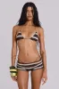 Cata Brown Stripe Ruffle Knit Mini Shorts sold by Jaded London