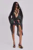 Aria Mesh Plunge Mini Dress in Labyrinth sold by Jaded London